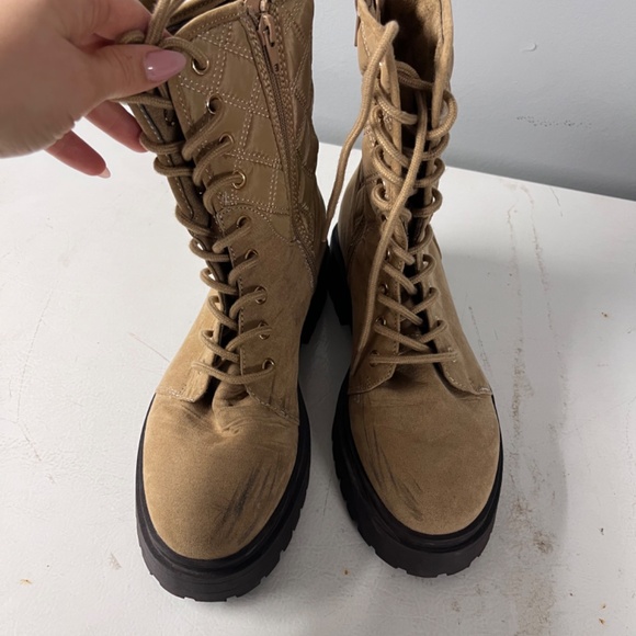 ladies joe fresh lace up combat boots size 8 tan - Picture 2 of 3